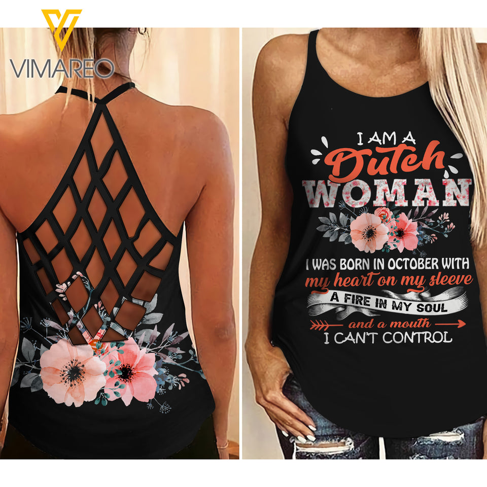 October girl Criss-Cross Open Back Camisole Tank Top 1307N