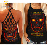 SKULL GIRL CRISS-CROSS TANK TOP 1808N