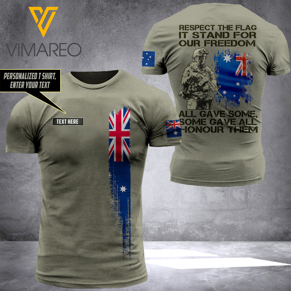 Customized Australia Army 3D Printed TShirt 0904NGBTQ