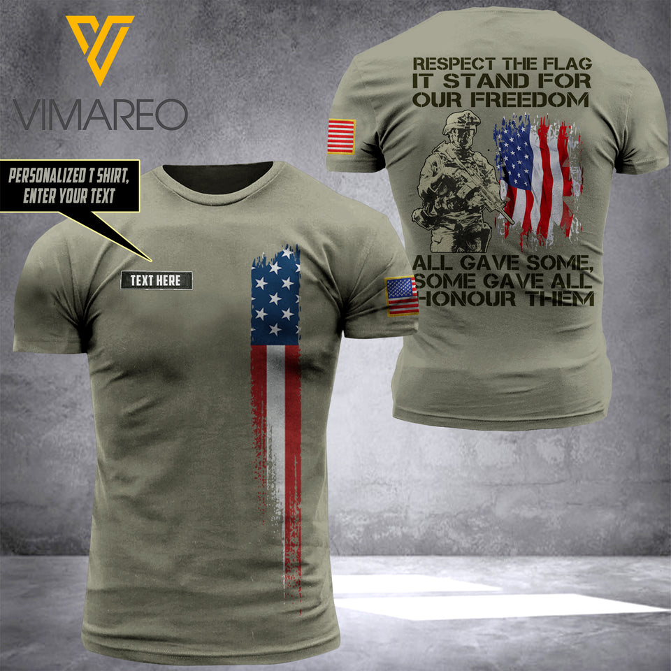 Customized USA Army 3D Printed TShirt 0904NGBTQ