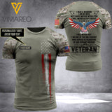 Customized Veteran army USA 3D Printed Shirt/Hoodie 1607TQ