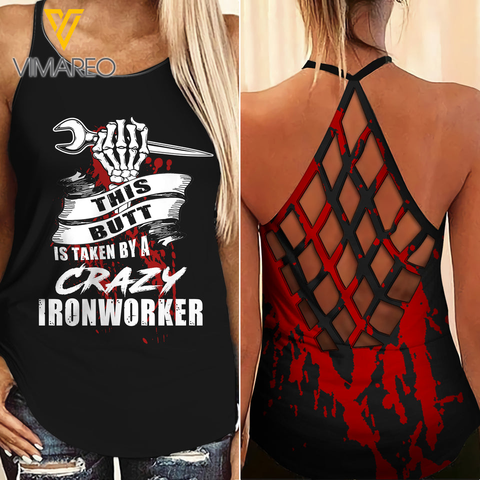 Ironworker Girl Criss-Cross Open Back Camisole Tank Top 0704NGBTH