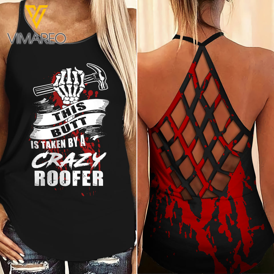 Roofer Girl Criss-Cross Open Back Camisole Tank Top 0704NGBTH