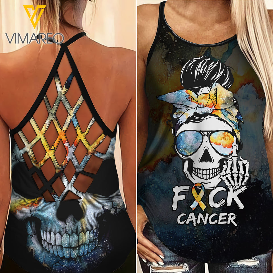 Cancer girl Criss-Cross Open Back Camisole Tank Top 1507TH