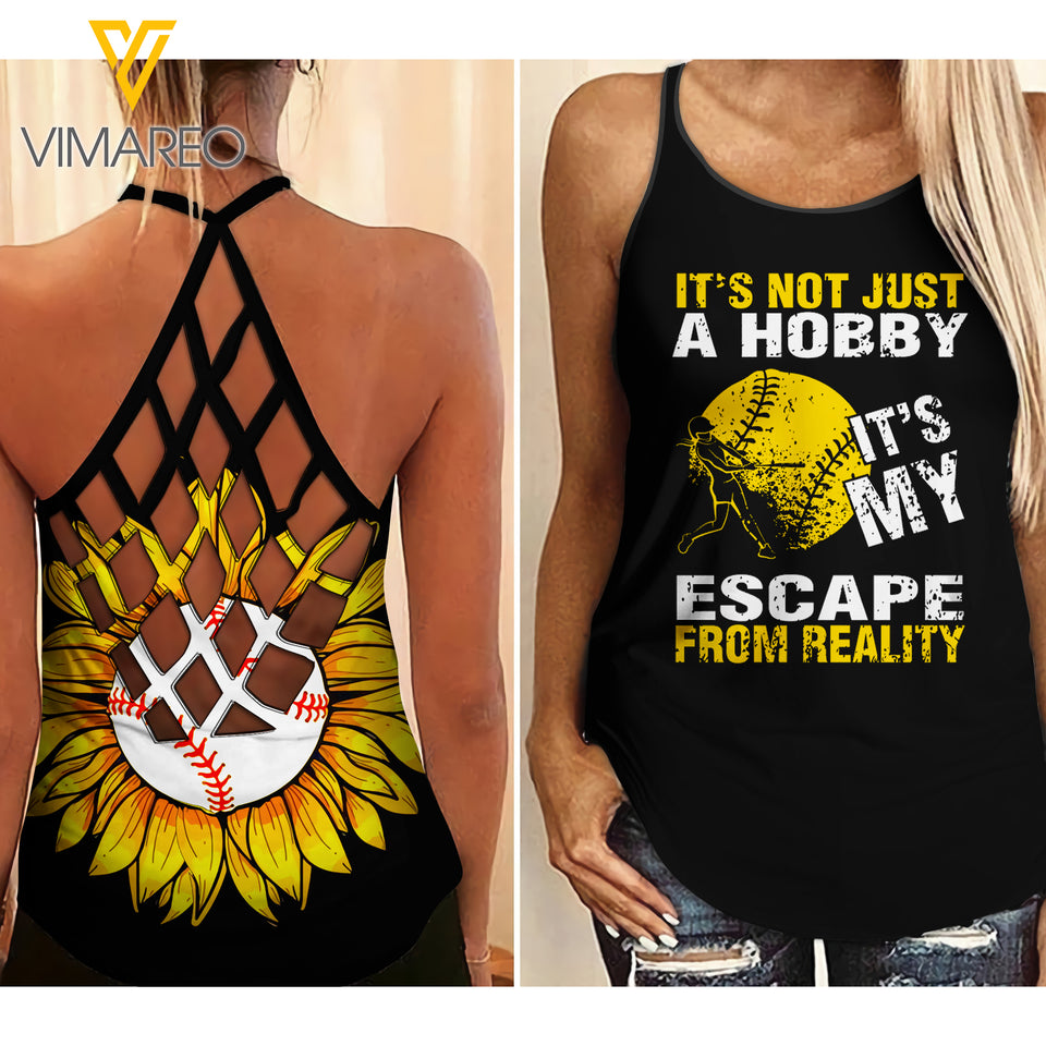 SOFTBALL HOBBY girl Criss-Cross Open Back Camisole Tank Top 1604NGBTQ