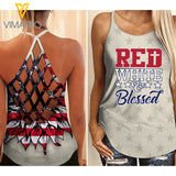 Blessed girl Criss-Cross Open Back Camisole Tank Top 2704NGBTQ