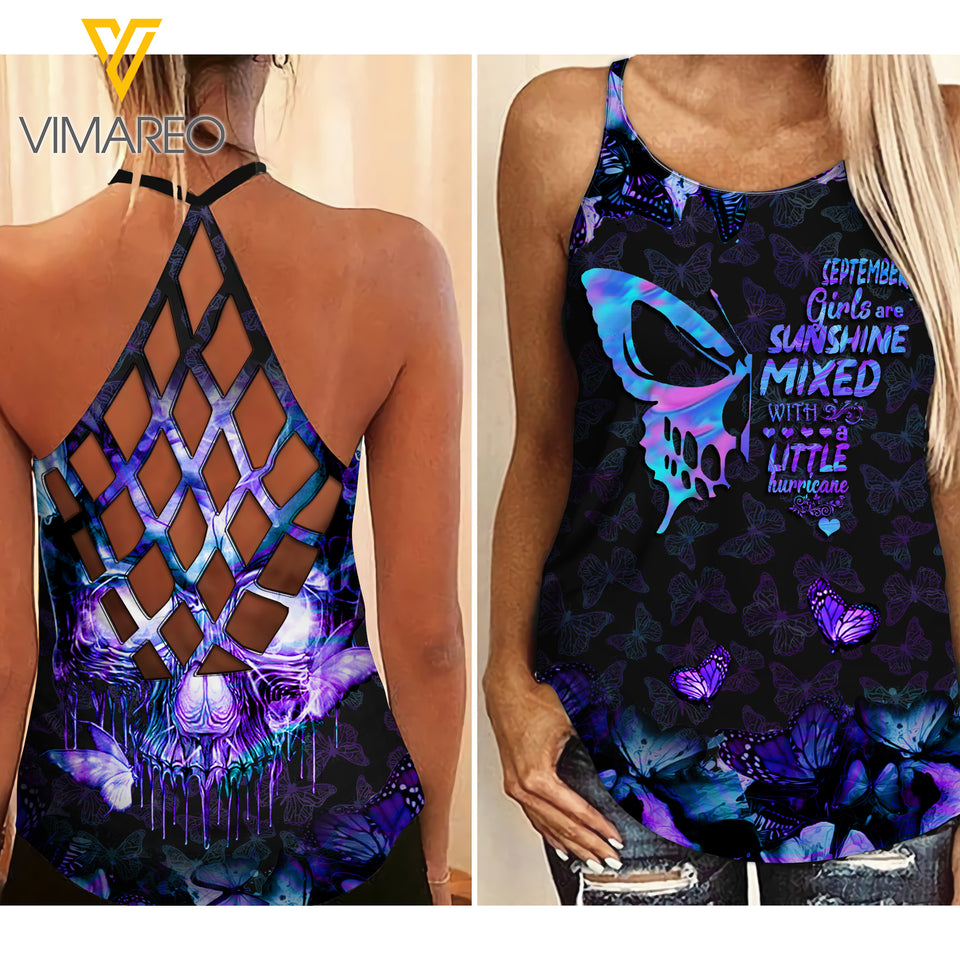 September Girl Criss-Cross Open Back Camisole Tank Top 1706TQ