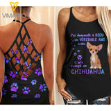 Chihuahua Dog Criss-Cross Open Back Camisole Tank Top YYQQ09
