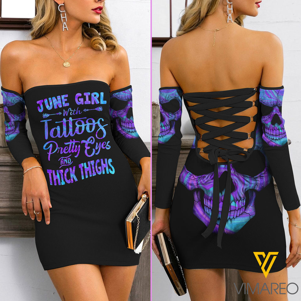 June Girl Lace Up Back Bardot Bodycon Dress MAY-DT10