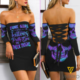 June Girl Lace Up Back Bardot Bodycon Dress MAY-DT10