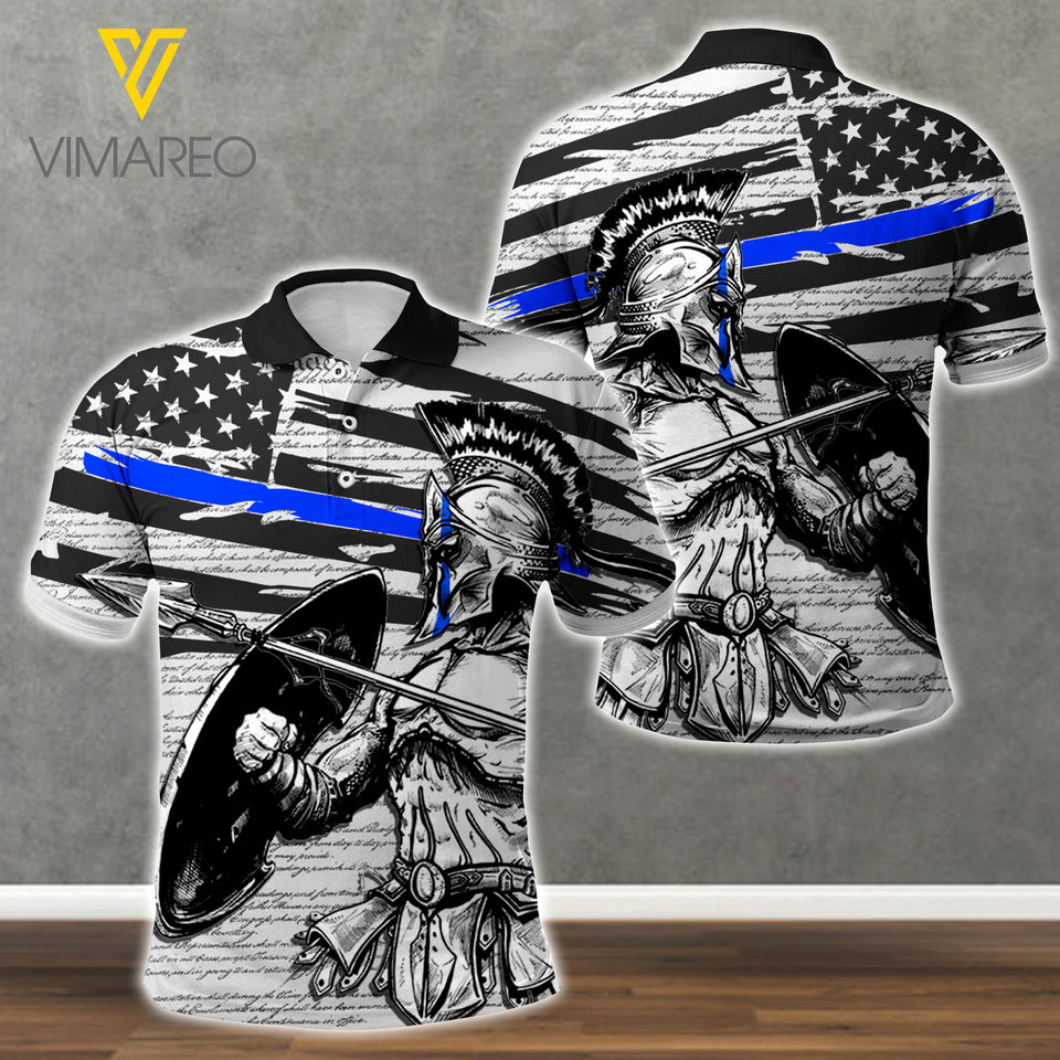 US THIN BLUE LINE POLO SHIRT 3D PRINTED 2 STYLE MAY-DT04