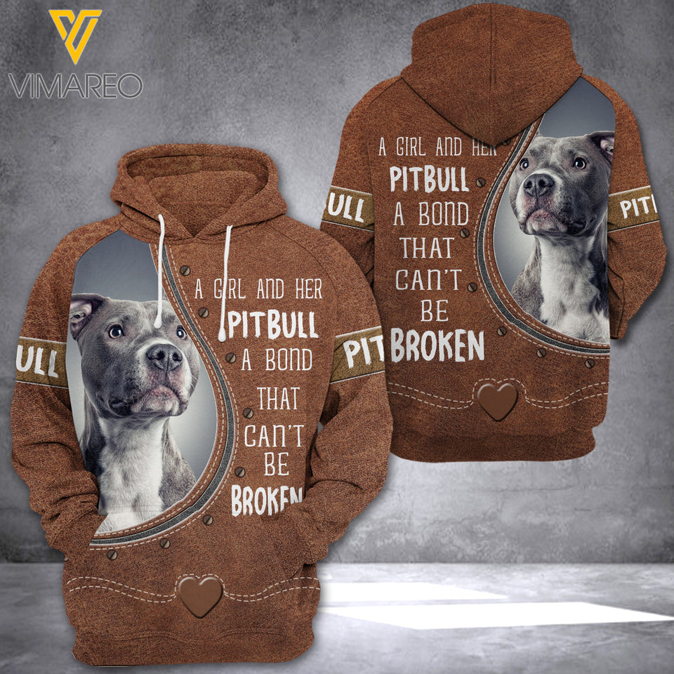 PITBULL DOG HOODIE 3D LC