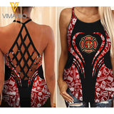 FIREFIGHTER Criss-Cross Open Back Camisole Tank Top TMTL LOVE
