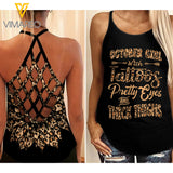 OCTOBER GIRL Criss-Cross Open Back Camisole Tank Top LPT2