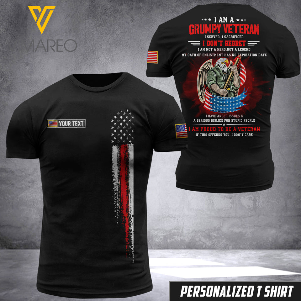 US VETERAN CUSTOMIZE T SHIRT 3D PRINTED TMT 55