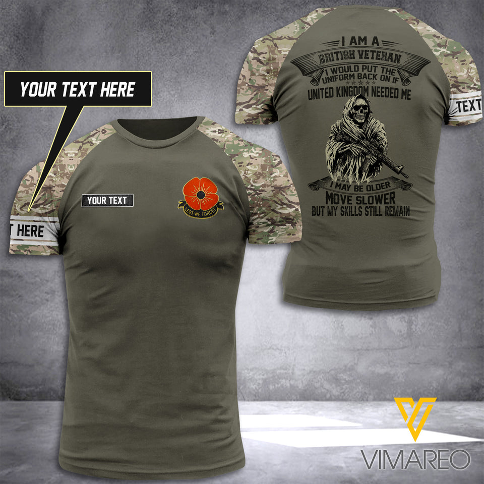 BRITISH VETERAN CAMO CUSTOMIZE T SHIRT 3D PRINTED TMT106