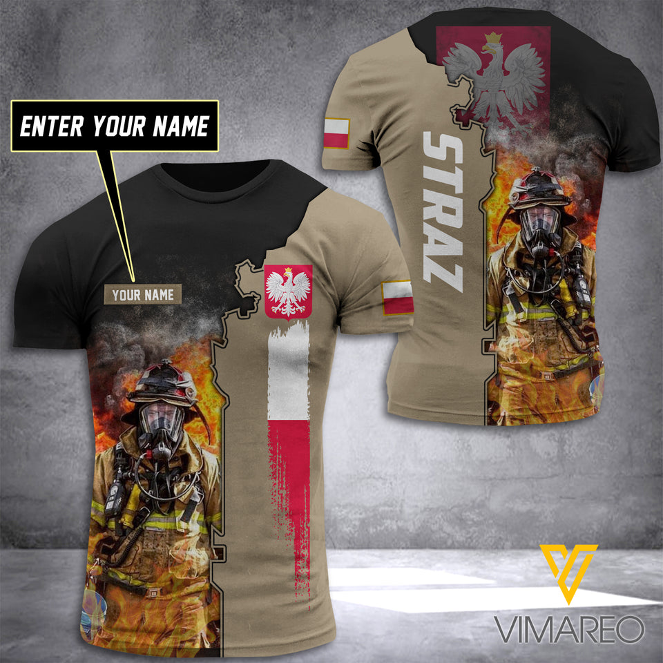 Poland FIREFIGHTER CUSTOMIZE T SHIRT 3D PRINTED TMTL