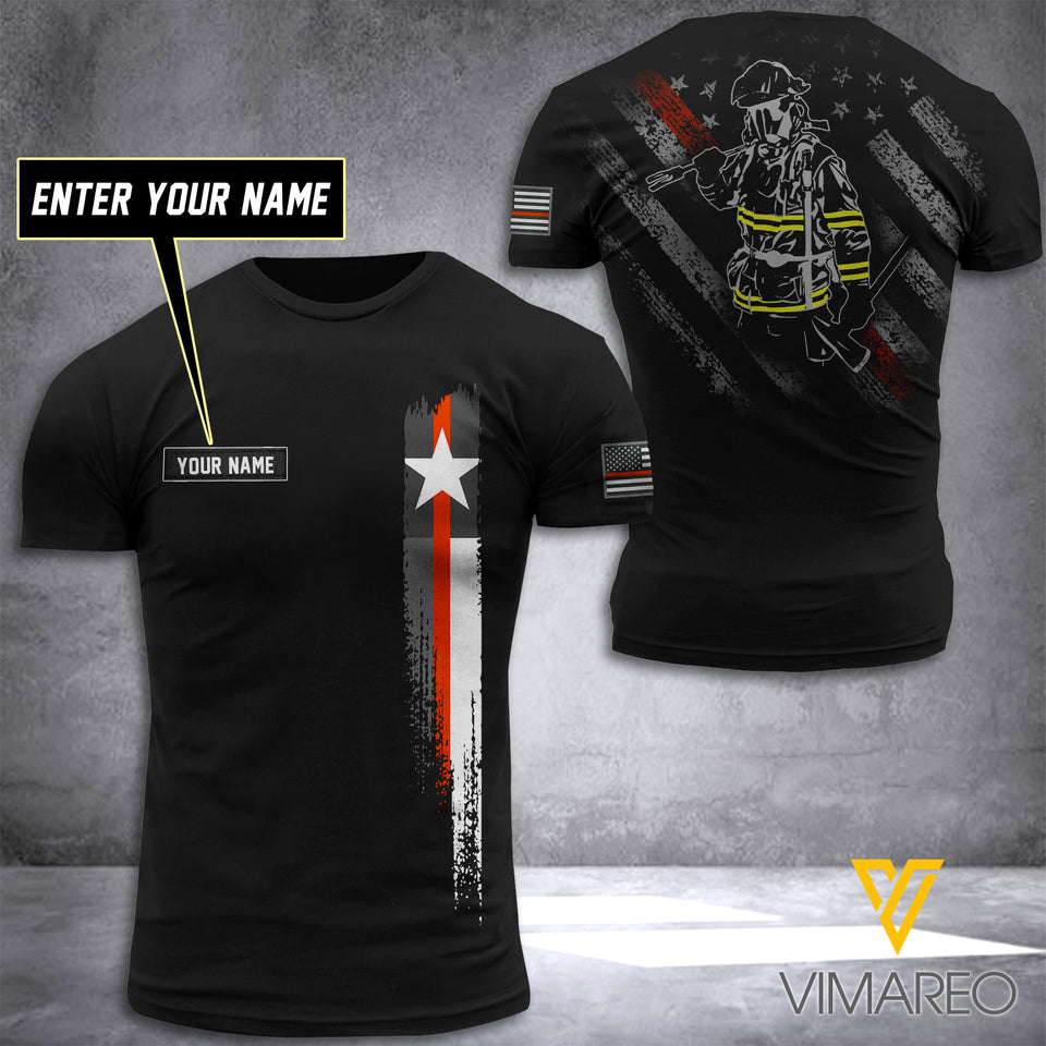 Texas FIREFIGHTER CUSTOMIZE T SHIRT 3D PRINTED TMT