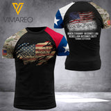 texas T SHIRT 3D PRINTED TL113 UNDER FLAG