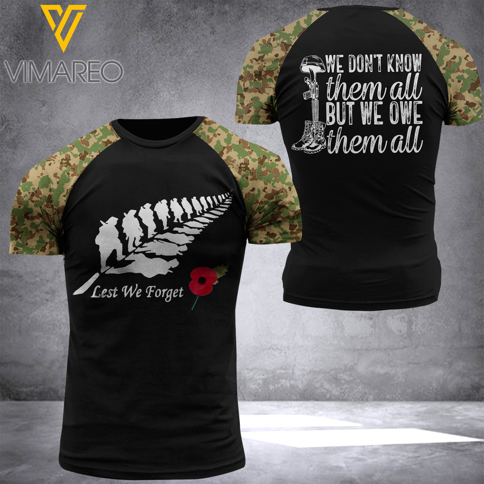 AUSTRALIAN VETERAN T SHIRT 3D PRINTED TMTL DONT FORGET