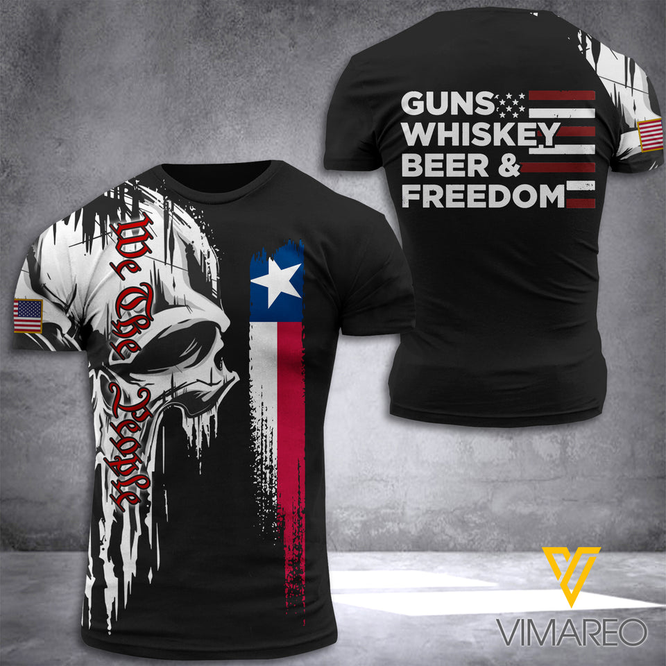 TEXAS GUN AND WHISKEY T SHIRT 3D PRINTED TMTL SPARR