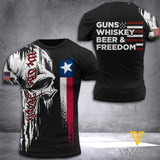TEXAS GUN AND WHISKEY T SHIRT 3D PRINTED TMTL SPARR