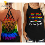 LGBT DRUNK Criss-Cross Open Back Camisole Tank Top