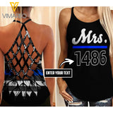 MRS BLUE LINE CUSTOM Criss-Cross Open Back Camisole Tank Top TMTL