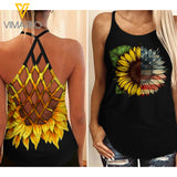 SUNFLOWER USA GIRL Criss-Cross Open Back Camisole Tank Top TMTL