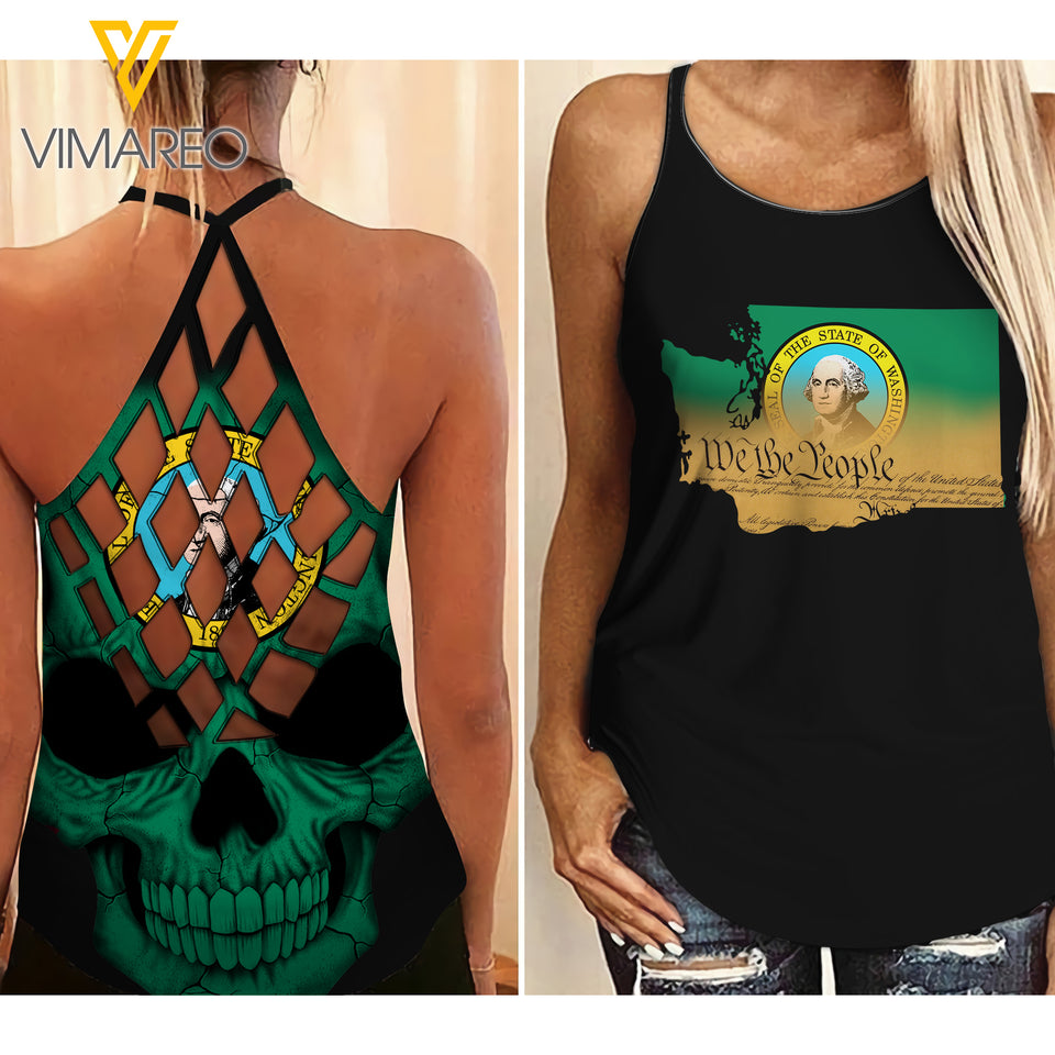 Washington GIRL Criss-Cross Open Back Camisole Tank Top WTPP MAP