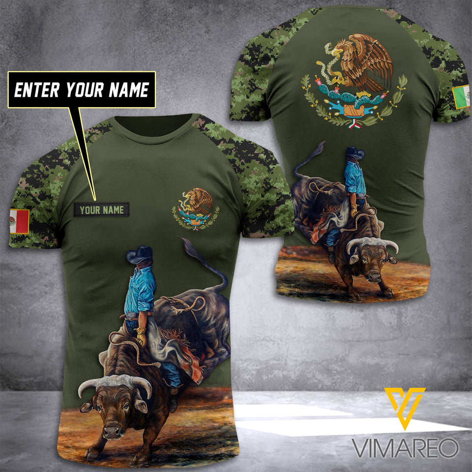 Bullrider MEXICO CAMO CUSTOMIZE T SHIRT 3D PRINTED TMT
