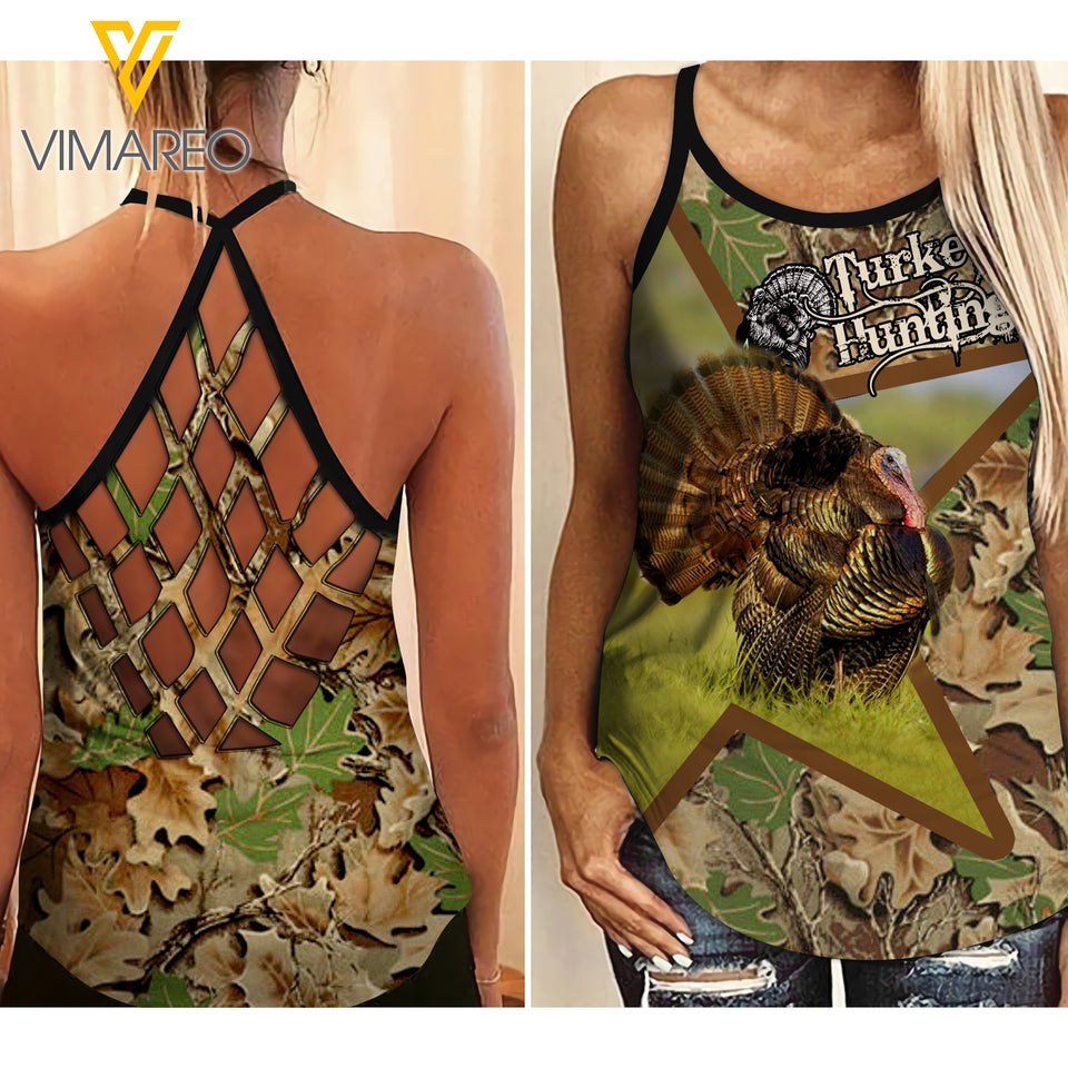 TURKEY HUNTING Criss-Cross Open Back Camisole Tank Top TMT