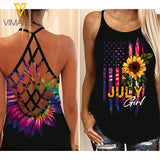 july GIRL Criss-Cross Open Back Camisole Tank Top SUNFLOWER