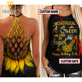 AUGUST QUEEN SUNFLOWER CUSTOMIZE CRISS-CROSS OPEN BACK CAMISOLE TANK TOP