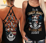 Crazy Aunt Skull Criss-Cross Open Back Camisole Tank Top
