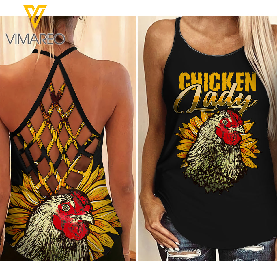 Chicken Criss-Cross Open Back Camisole Tank Top MAR-MA30