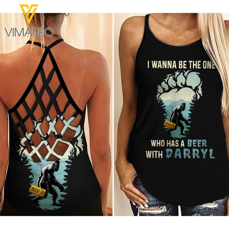 BEER WITH DARRYL CAMPING CRISS-CROSS TANK TOP