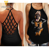 GERMAN SHEPHERD Criss-Cross Open Back Camisole Tank Top