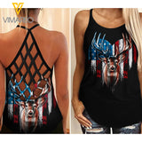DEER LOVERS FLAG CRISS-CROSS TANK TOP
