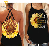 July Girls are sunshine Criss-Cross Open Back Camisole Tank Top VMRT