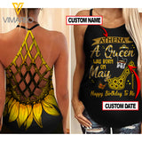 MAY QUEEN SUNFLOWER CUSTOMIZE CRISS-CROSS OPEN BACK CAMISOLE TANK TOP
