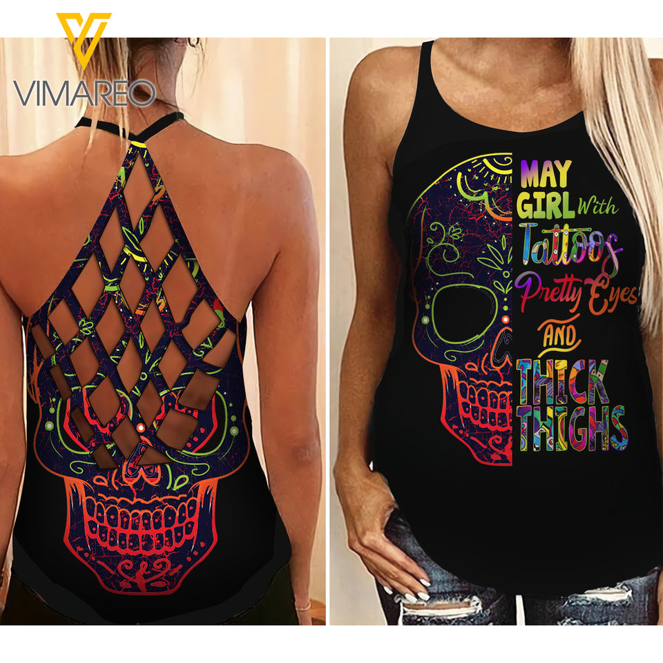MAY GIRL Criss-Cross Open Back Camisole Tank Top TL123