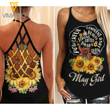 MAY BLACK GIRL CRISS-CROSS TANK TOP SUNFLOWER