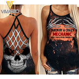 PHN Taken By A Crazy Mechanic Criss-Cross Open Back Camisole Tank Top Legging SEP-MA21