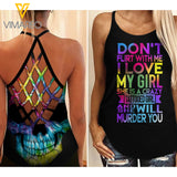 PHN My Girl Is A Crazy Tattooed Girl Criss-Cross Open Back Camisole Tank Top MAR-MA27