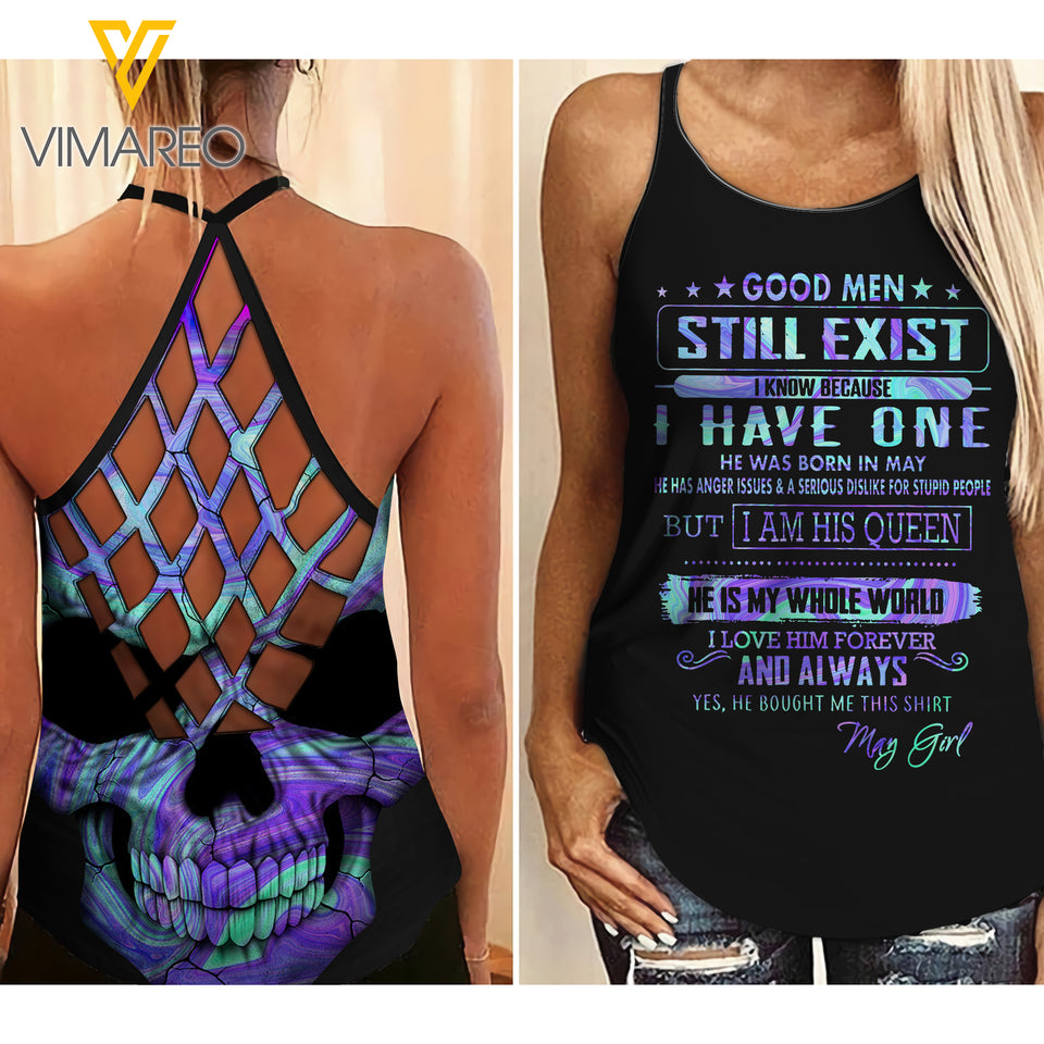 May Girl Criss-Cross Open Back Camisole Tank Top ZA2603