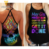 May girl Criss-Cross Open Back Camisole Tank Top ZA2703