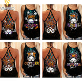 October Girl Halloween Criss-Cross Open Back Camisole Tank Top NEY30
