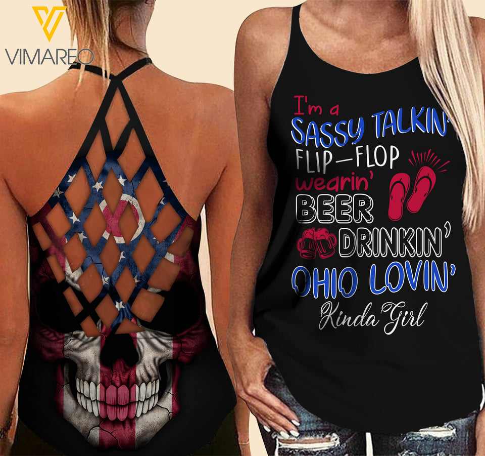 Ohio lovein' Kinda girl-Criss-Cross Open Back Camisole Tank Top