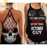 THIS TITTIES BELONGS TO A SMART OCTOBER GUY CRISS-CROSS TANK TOP
